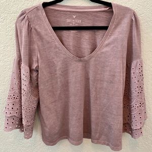 American Eagle Soft and Sexy T with eyelet sleeve